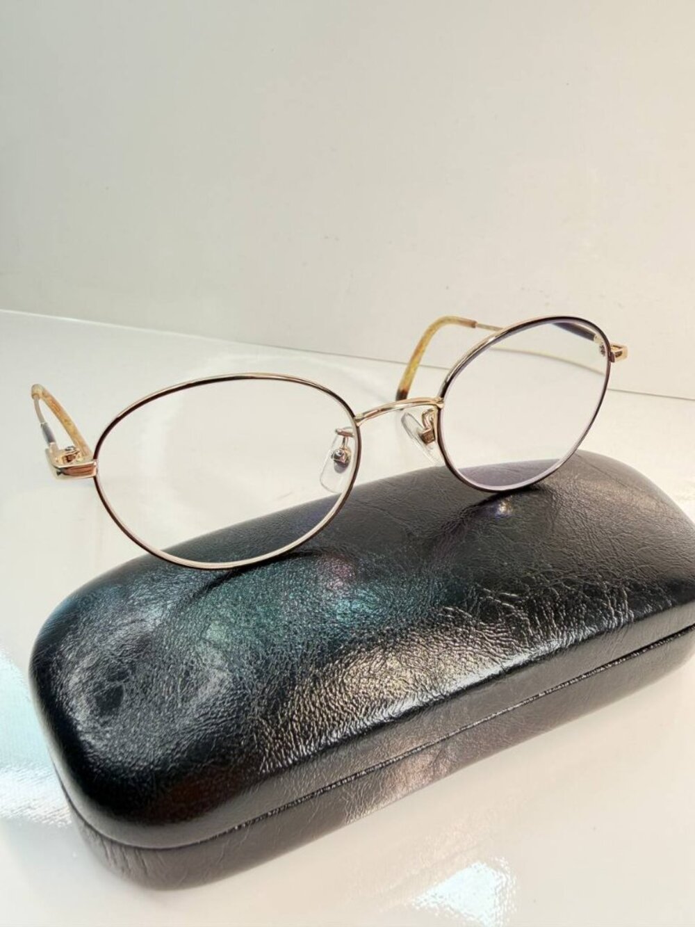 Agnès b. Titanium Round Eyeglasses – Rose Gold / Tortoise